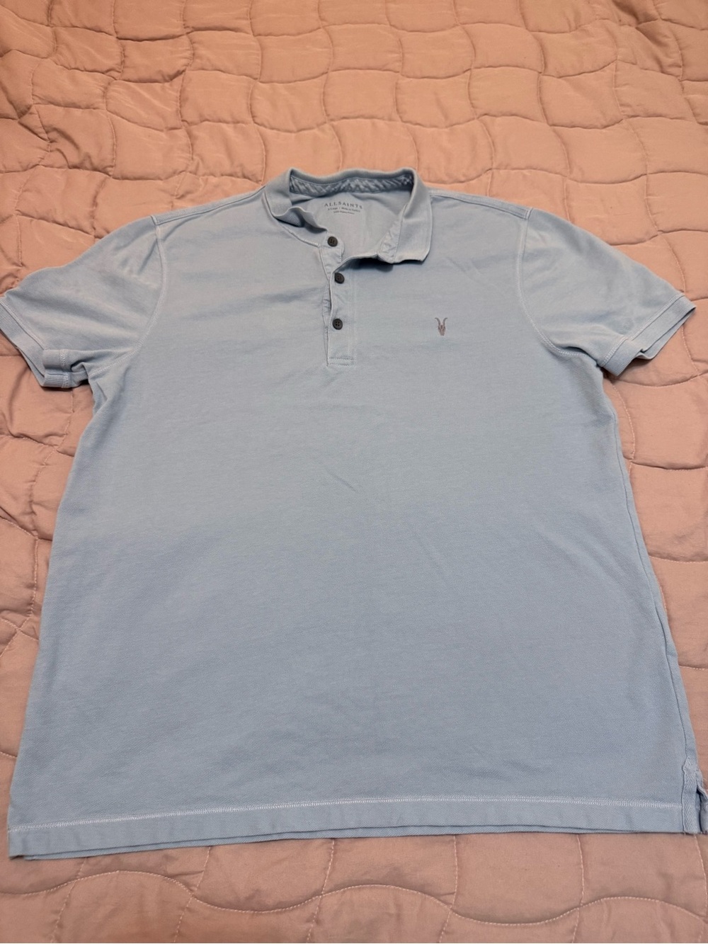 All Saints Men’s Pale Blue Polo Shirt
